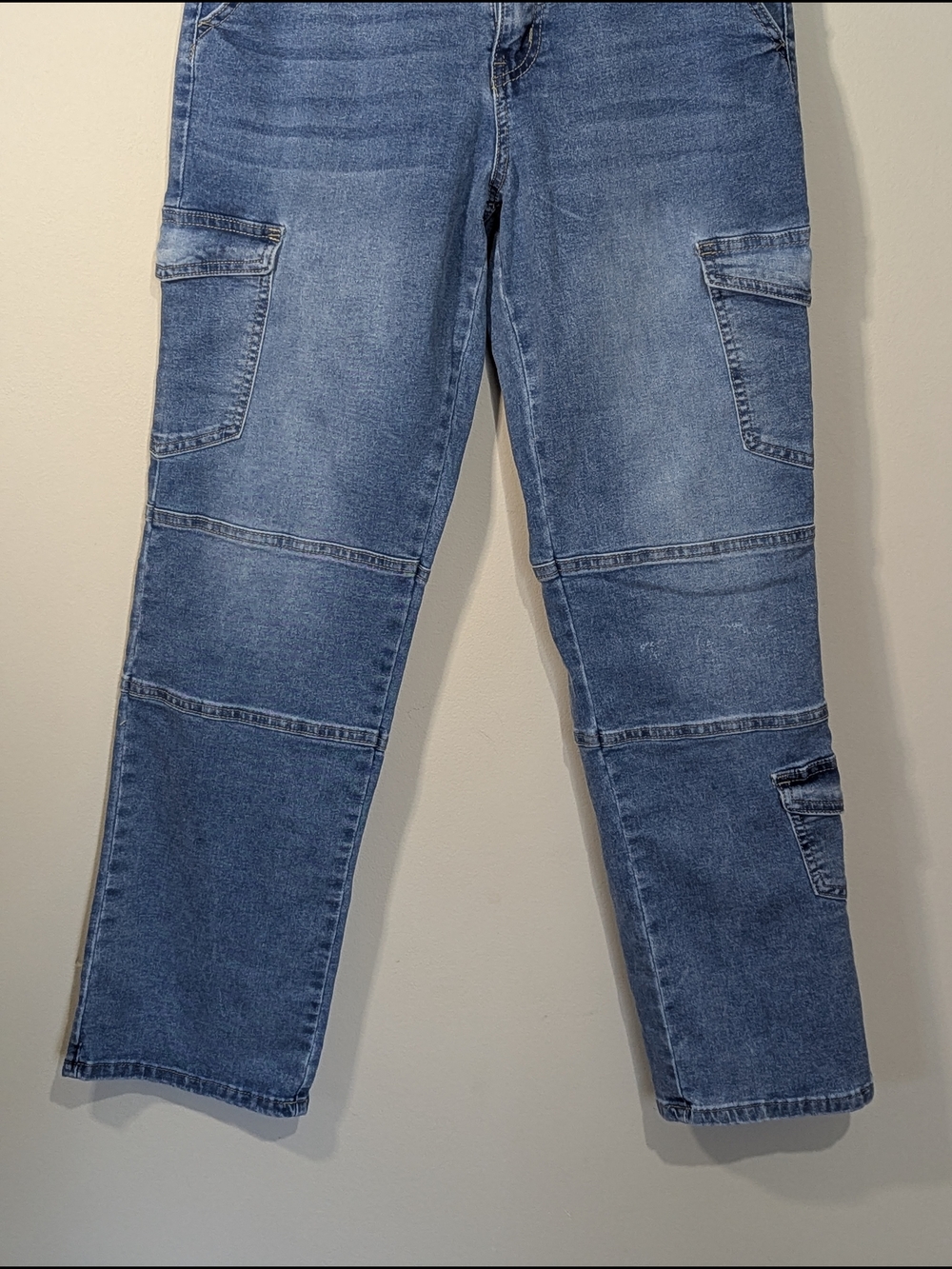 Elite Jeans Cargo Straight Jeans Women Size 9/29 Blue Utility Pocket Mid Rise - Picture 2 of 14